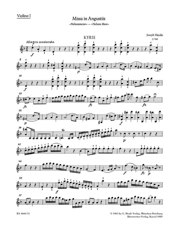 Missa in angustiis Hob.XXII:11&nbsp;&nbsp;für Soli, Chor und Orchester&nbsp;&nbsp;Violine 1
