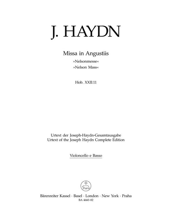 Missa in angustiis Hob.XXII:11&nbsp;&nbsp;NELSONMESSE, H. XXII:11&nbsp;&nbsp;VIOLONCELLO/KONTRABASS
