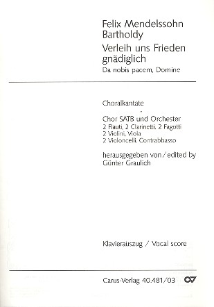 Verleih uns Frieden gnädiglich&nbsp;&nbsp;für Chor und Orchester&nbsp;&nbsp;Klavierauszug