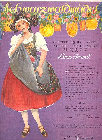 Schwarzwaldmädel Potpourri  für Klavier mit überlegtem Text  