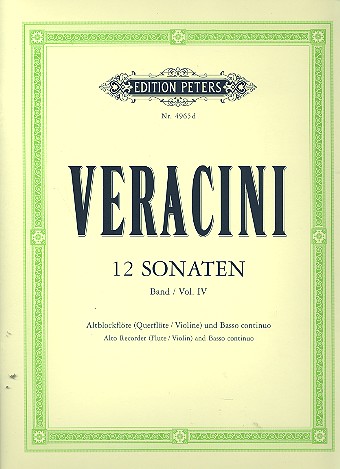 12 Sonaten Band 4 (Nr.10-12)  für Blockflöte (Flöte, Violine) und Bc  Kolneder, WAlter, Ed und Aussetzung