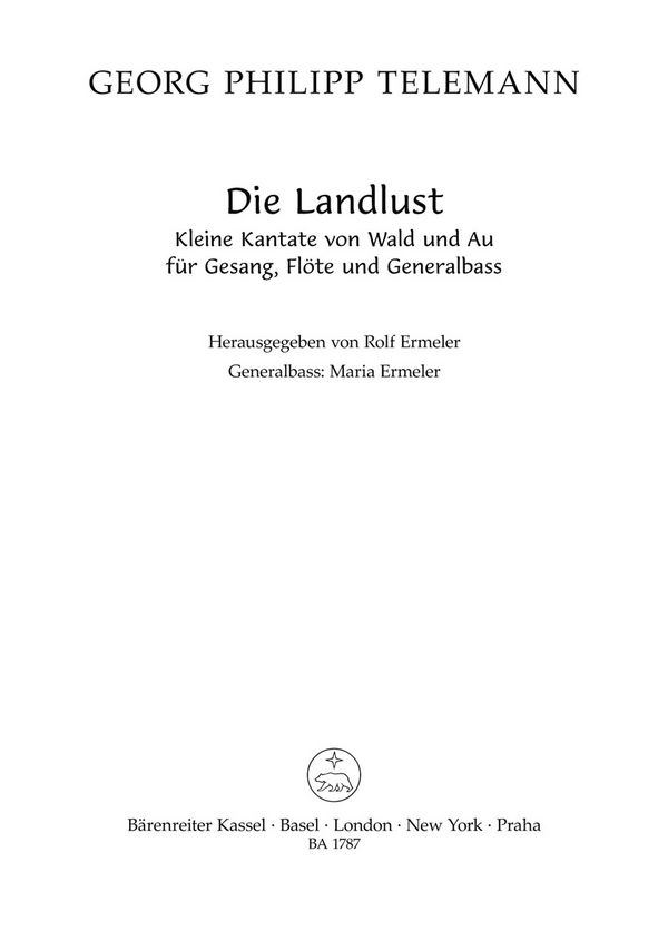 Die Landlust&nbsp;&nbsp;für Gesang, Flöte und Bc&nbsp;&nbsp;Partitur und 2 Stimmen