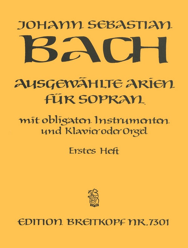 Ausgewählte Arien Band 1&nbsp;&nbsp;für Sopran mit obligaten Instrumenten und Klavier (Orgel)&nbsp;&nbsp;