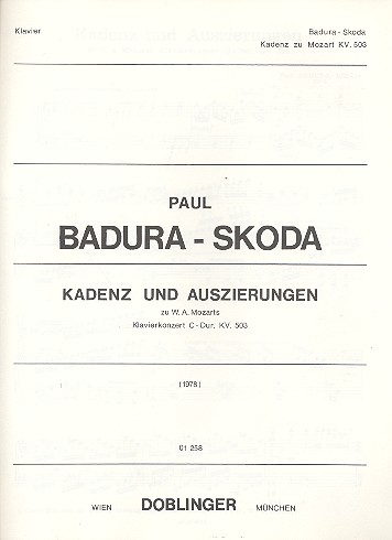 Kadenz und Auszierungen zum&nbsp;&nbsp;Klavierkonzert C-Dur KV503&nbsp;&nbsp;Badura-Skoda, Paul, bearb.