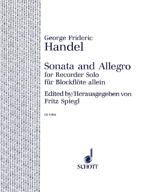 Sonata and allegro&nbsp;&nbsp;for descant solo with alternative settings for trebel&nbsp;&nbsp;SPIEGL, FRITZ, ED