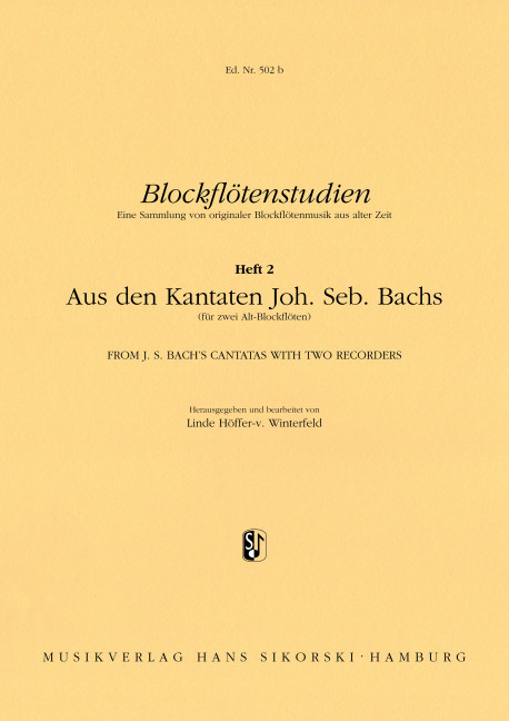 Blockflötenstudien Band 2  Aus den Kantaten J.S. Bachs  
