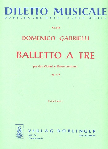 Balletto a tre A-Dur op.1,9  für 2 Violinen und Bc  