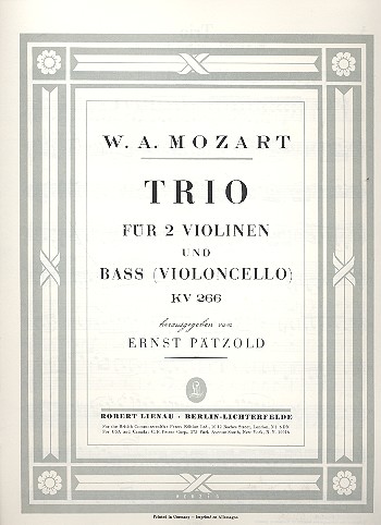 Trio KV266&nbsp;&nbsp;für 2 Violinen und Kontrabass&nbsp;&nbsp;Stimmen
