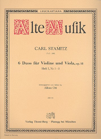 6 Duos op.18 Band 1 (Nr.1-3)  für Violine und Viola  Partitur und Stimme