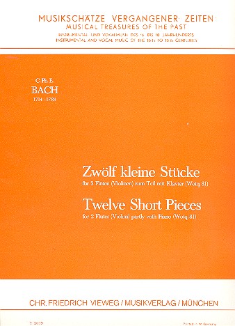 12 kleine Stücke Wq81  für 2 Flöten (Violinen) (z.T. mit Klavier)  Partitur und Spielpartitur