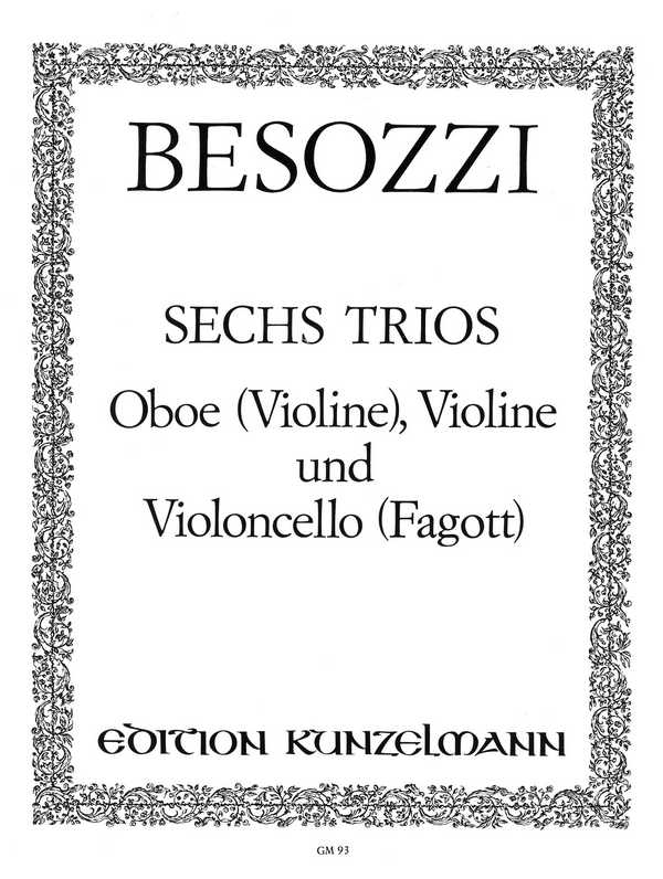 6 Trios&nbsp;&nbsp;für Oboe (Violine), Violine und Bass (Violoncello, Fagott)&nbsp;&nbsp;Stimmen