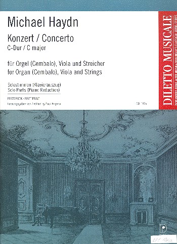 Konzert C-Dur für Orgel (Cembalo),&nbsp;&nbsp;Viola und Streicher&nbsp;&nbsp;Solostimmen (zugleich Klavierauszug)