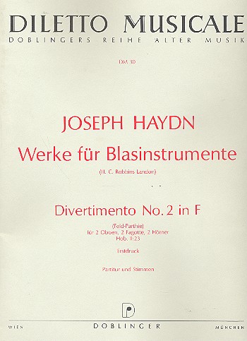 Divertimento F-Dur Hob.II:23 Nr.2  für 2 Oboen, 2 Hörner, 2 Fagotte  