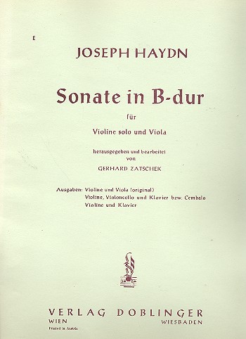 Sonate B-Dur Hob.VI:3&nbsp;&nbsp;für Violine und Viola&nbsp;&nbsp;Stimmen