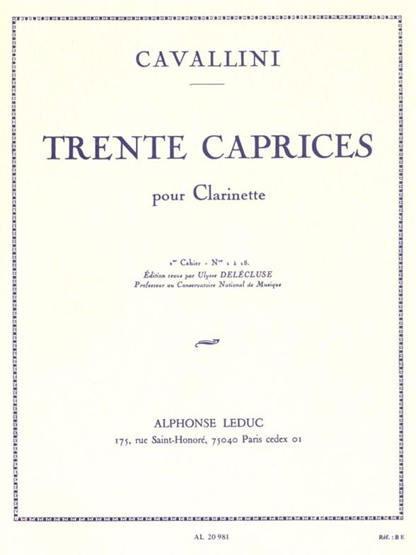 30 CAPRICES VOL.1 (NO.1-18)  POUR CLARINETTE  DELECLUSE, ED