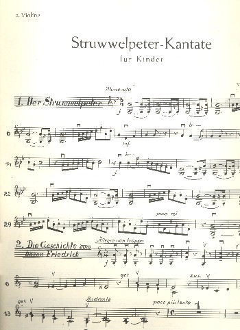 Der Struwwelpeter op. 49  für Kinder- oder Jugendchor, 2 Flöten, Streichorchester und Klavier, S  Einzelstimme - Violine II