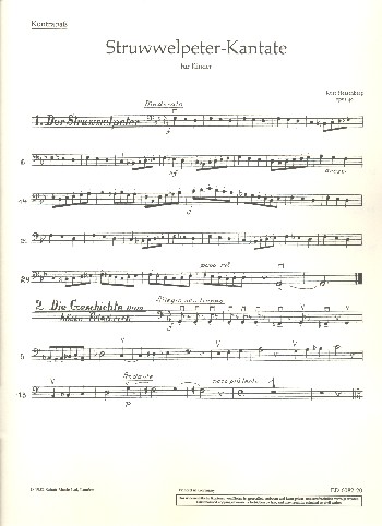 Der Struwwelpeter op. 49  für Kinder- oder Jugendchor, 2 Flöten, Streichorchester und Klavier, S  Einzelstimme - Kontrabass