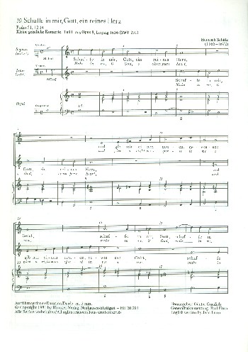 Schaffe in mir Gott ein reines Herz&nbsp;&nbsp;für Sopran, Tenor und Orgel&nbsp;&nbsp;