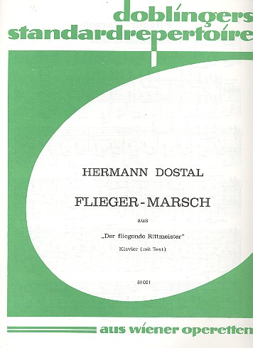 Flieger-Marsch aus Der fliegende Rittmeister&nbsp;&nbsp;für Klavier mit Text&nbsp;&nbsp;