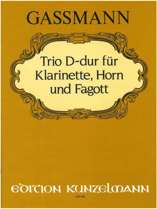 Trio D-Dur  für Klarinette in A, Horn in D und Fagott  Partitur und 3 Stimmen