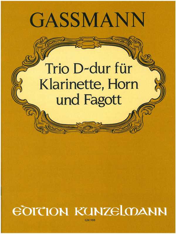 Trio D-Dur&nbsp;&nbsp;für Klarinette in A, Horn in D und Fagott&nbsp;&nbsp;Partitur und 3 Stimmen