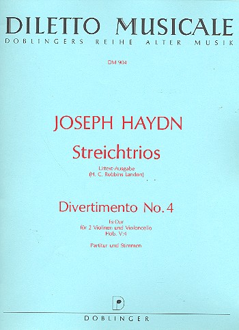 Divertimento Es-Dur Nr.4 Hob.V:4  für 2 Violinen und Violoncello  Partitur und Stimmen