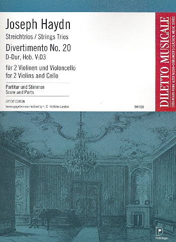 Divertimento D-Dur Nr.20 Hob.V:D3  für 2 Violinen und Violoncello  Partitur und Stimmen