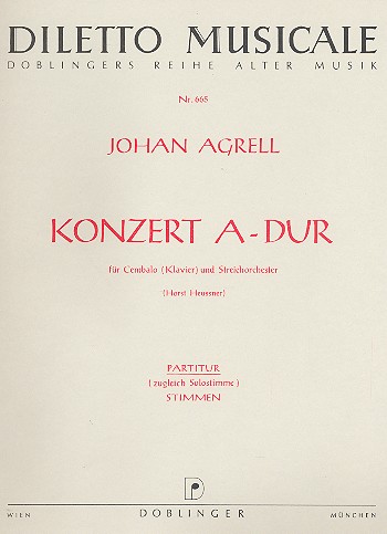 konzert A-Dur&nbsp;&nbsp;für Cembalo (Klavier) und Streichorchester&nbsp;&nbsp;Partitur (= Cembalo)