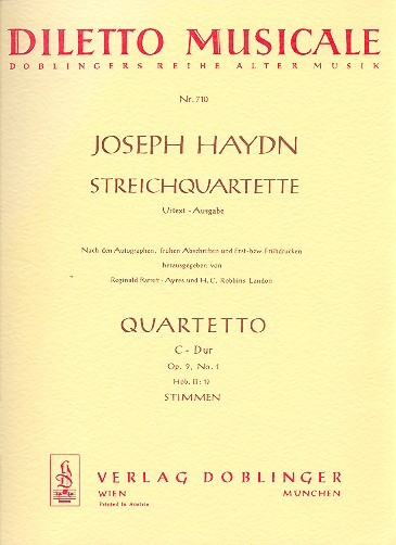 Quartetto C-Dur op.9,1&nbsp;&nbsp;für 2 Violinen, Viola und Violoncello&nbsp;&nbsp;Stimmen