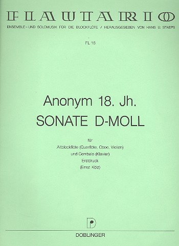 Sonate d-Moll&nbsp;&nbsp;für Altblockflöte (Flöte/Oboe/Violine) und Cembalo&nbsp;&nbsp;