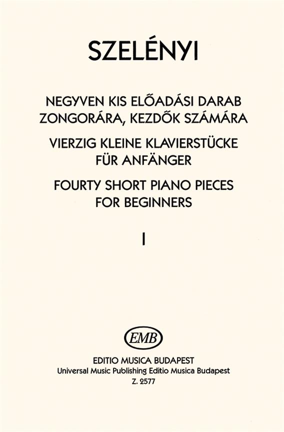 40 kleine Klavierstücke  für Anfänger Band 1  