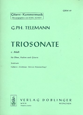 Triosonate e-Moll für&nbsp;&nbsp;Oboe, Violine und Gitarre&nbsp;&nbsp;Partitur und Stimmen