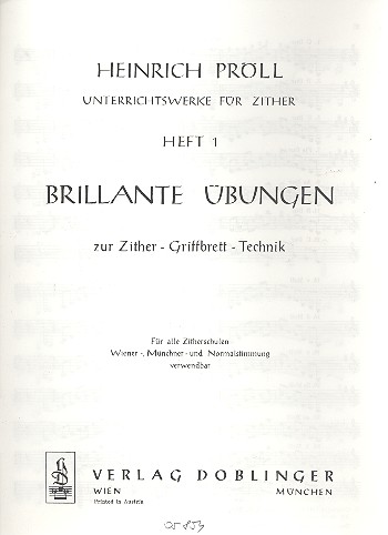 Unterrichtswerke für Zither Band 1  Brillante Übungen  