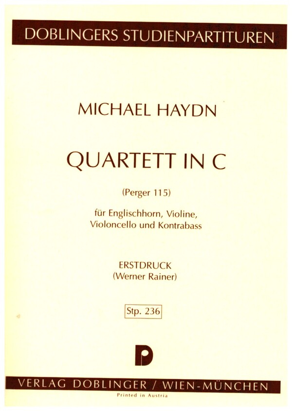 Quartett in C-Dur Perger 115  für Englischhorn, Violine, Violoncello und Kontrabass  Studienpartitur