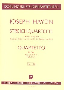 Streichquartett D-Dur op.20,4&nbsp;&nbsp;Hob.III:34,  Studienpartitur&nbsp;&nbsp;Barrett-Ayres, Reginald, ed