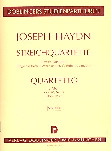 Streichquartett g-Moll op.20,3&nbsp;&nbsp;Hob.III:33&nbsp;&nbsp;Studienpartitur