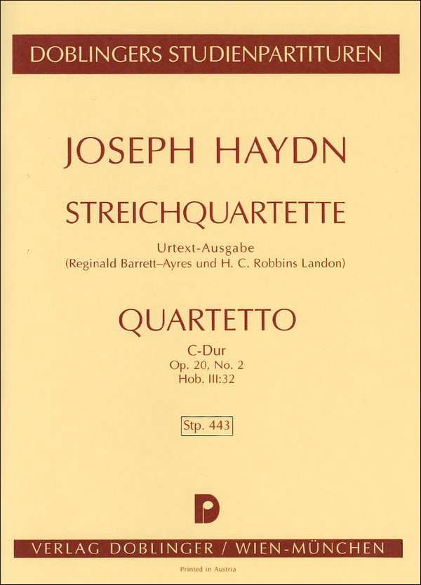 Streichquartett C-Dur op.20,2&nbsp;&nbsp;Hob.III:32&nbsp;&nbsp;Studienpartitur