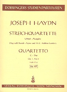 Streichquartett C-Dur op.1,6&nbsp;&nbsp;Hob.III:6   Studienpartitur&nbsp;&nbsp;Barret-Ayres, Reginald, ed.