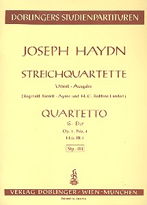 Streichquartett G-Dur op.1,4&nbsp;&nbsp;Hob.III:4,  Studienpartitur&nbsp;&nbsp;Barret-Ayres, Reginald, Ed.