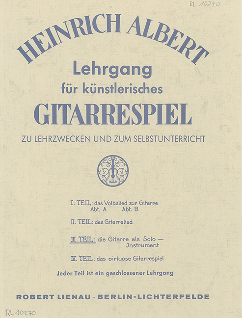 Lehrgang für künstlerisches Gitarrespiel Band 3  für Gitarre  