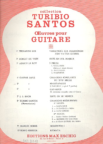 Marizapalos 5 partitas&nbsp;&nbsp;pour guitare&nbsp;&nbsp;