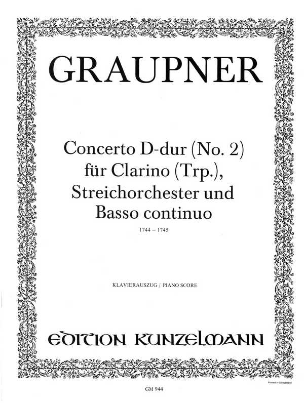Concerto D-Dur Nr.2  für Clarino, Streichorchester und Bc  für Clarino und Klavier
