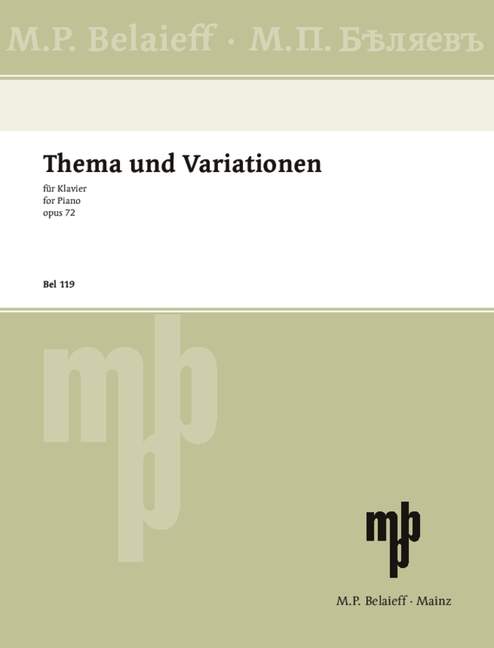Thema und Variationen op.72&nbsp;&nbsp;für Klavier&nbsp;&nbsp;