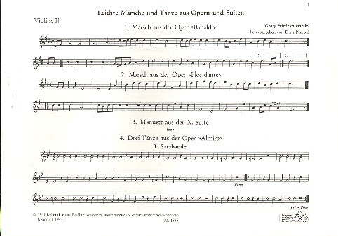 Leichte Märsche und Tänze  für 2 Violinen und Klavier  Violine 2