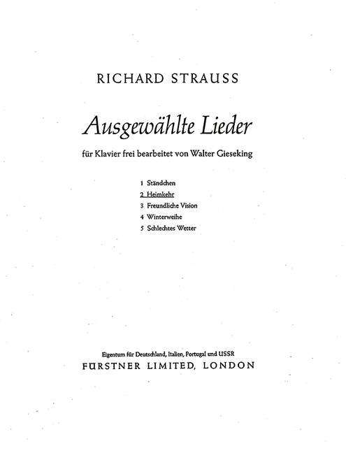 Heimkehr op. 15,5&nbsp;&nbsp;für Klavier solo&nbsp;&nbsp;
