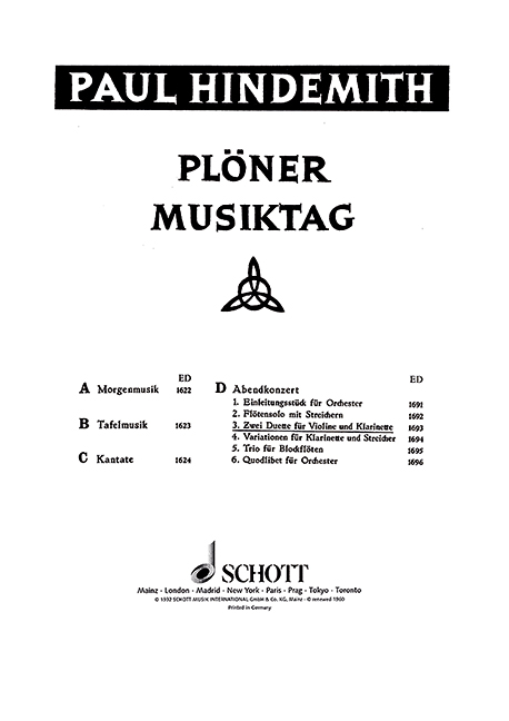 Plöner Musiktag  für Violine und Klarinette  Spielpartitur