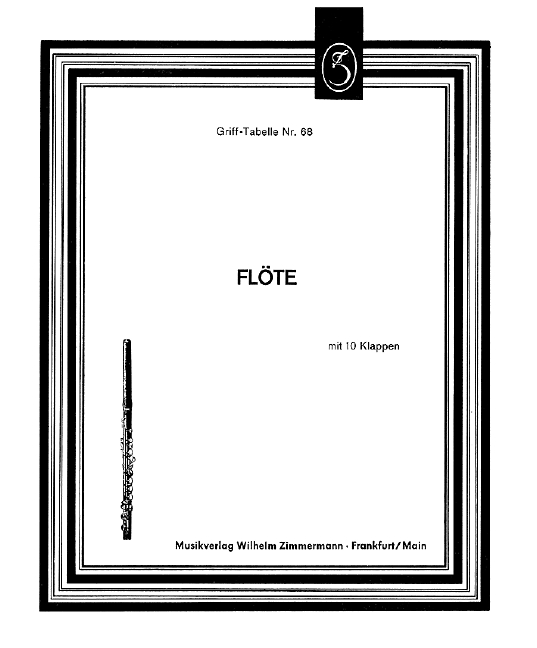 Grifftabelle&nbsp;&nbsp;für Flöte mit 10 Klappen&nbsp;&nbsp;