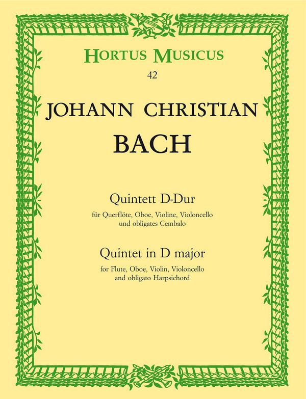 Quintett D-Dur für Flöte, Oboe,  Violine, Violoncello und Cembalo  Partitur und 4 Stimmen