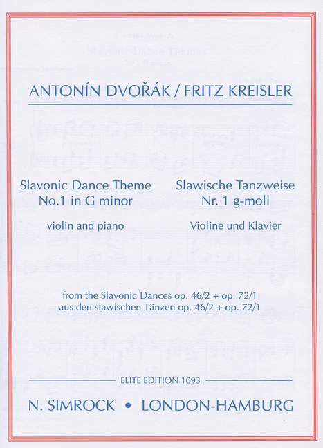 Slawischer Tanz op.72,1 g-Moll&nbsp;&nbsp;für Violine und Klavier&nbsp;&nbsp;