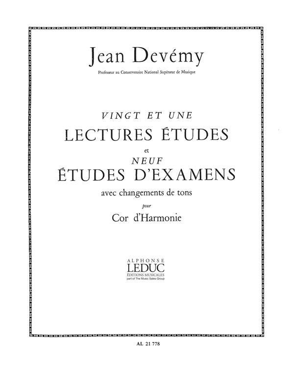 21 lecture-études et 9&nbsp;&nbsp;études d'examens pour cor&nbsp;&nbsp;